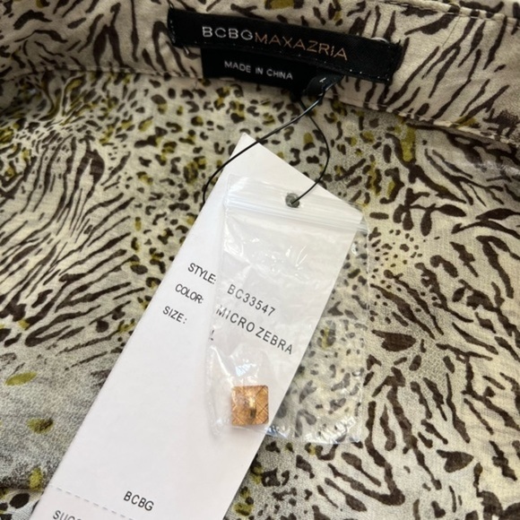 Bcbgmxazria Sheer Long Sleeve Blouse With Mini Zebra Print - Picture 12 of 16